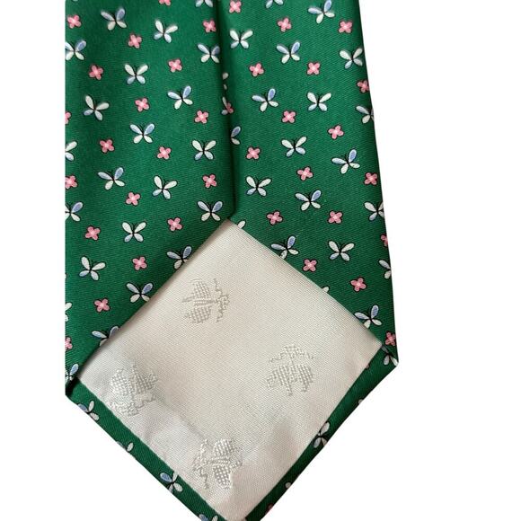Brooks Brothers 346 Men's Green Butterfly Print Pure Silk Necktie - Picture 5 of 7